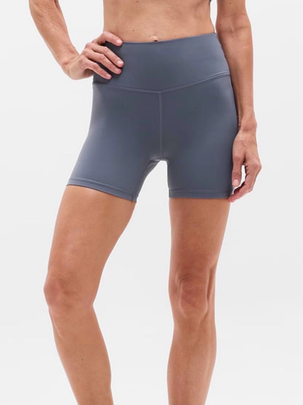NWOT - Athleta - TRANSCEND HIGH RISE 5" SHORT - Slate Gray womens M
